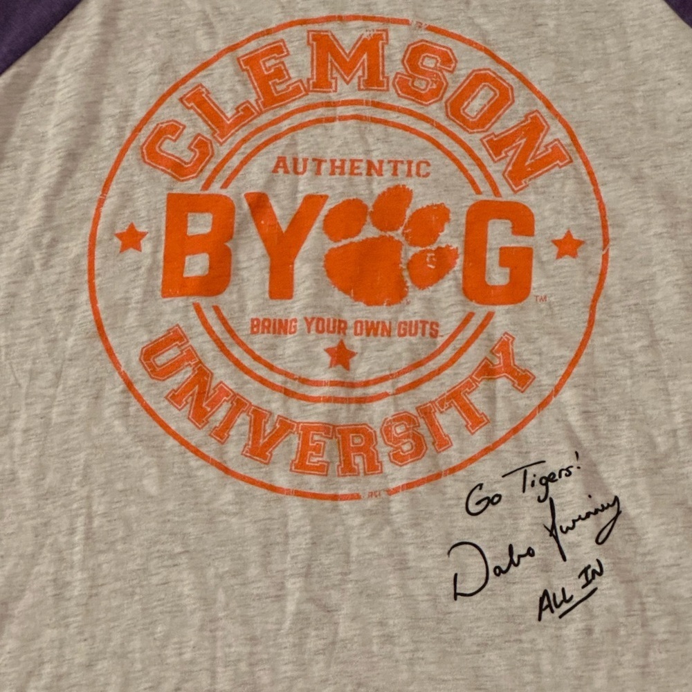 Clemson Tigers "Bring Your Own Guts" shirt, signed by Coach Dabo Swinney! - Picture 1 of 4